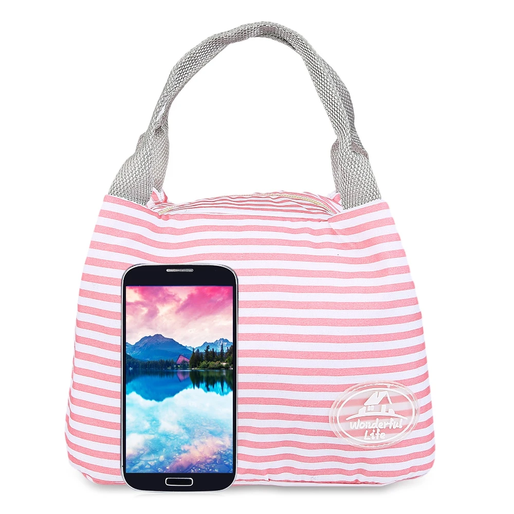 2017 New Waterproof stripe lunch bag High quality fabric tote for women kids Traving |