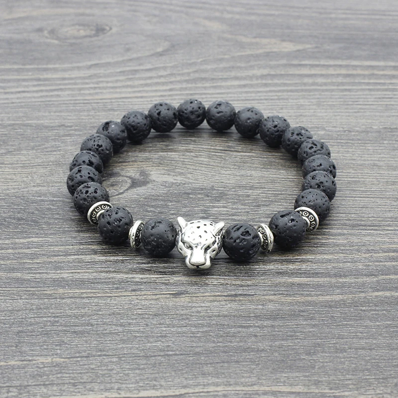 8mm Natural Stone Bracelet Homme Alloy Animal Beads &amp Bangle Personality Jewelry BFF | Украшения и аксессуары