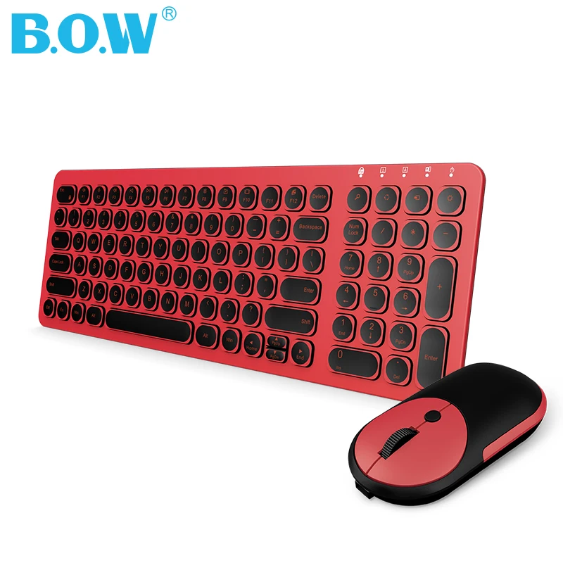 B.O.W 96 клавиш USB Беспроводная мышь клавиатура менее шумная и комбо для ПК