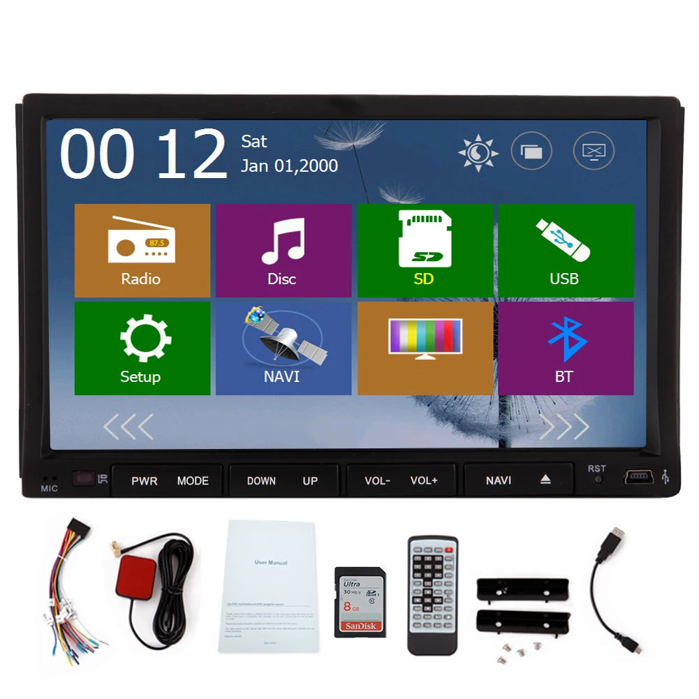 Двойной Din FM AM ПК автомобиля радио gps навигатор 3D Map CD DVD плеер Bluetooth 7 &quotHD цифровой