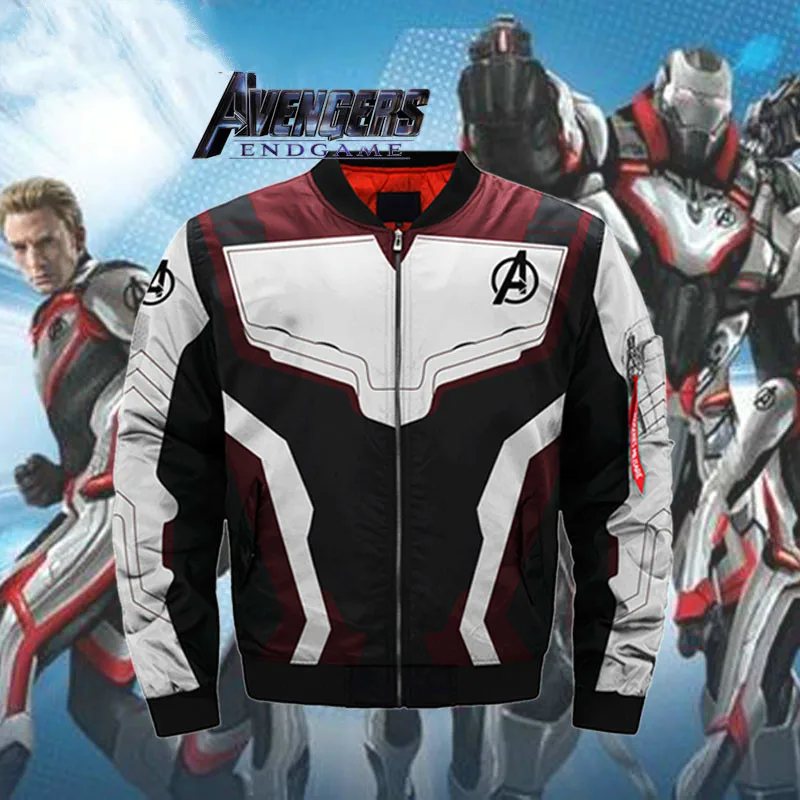Куртка с капюшоном и принтом Avengers Endgame Quantum Realm Captain America уличная куртка Ma 1|Мужские