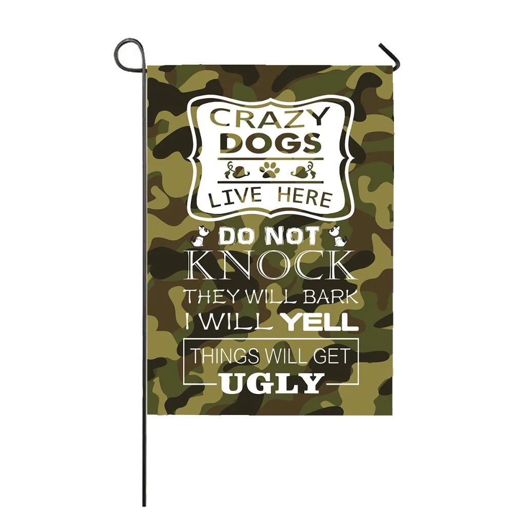

Funny Garden Flag Indoor Outdoor Home Decor custom Crazy Dogs Live Here yard Flag