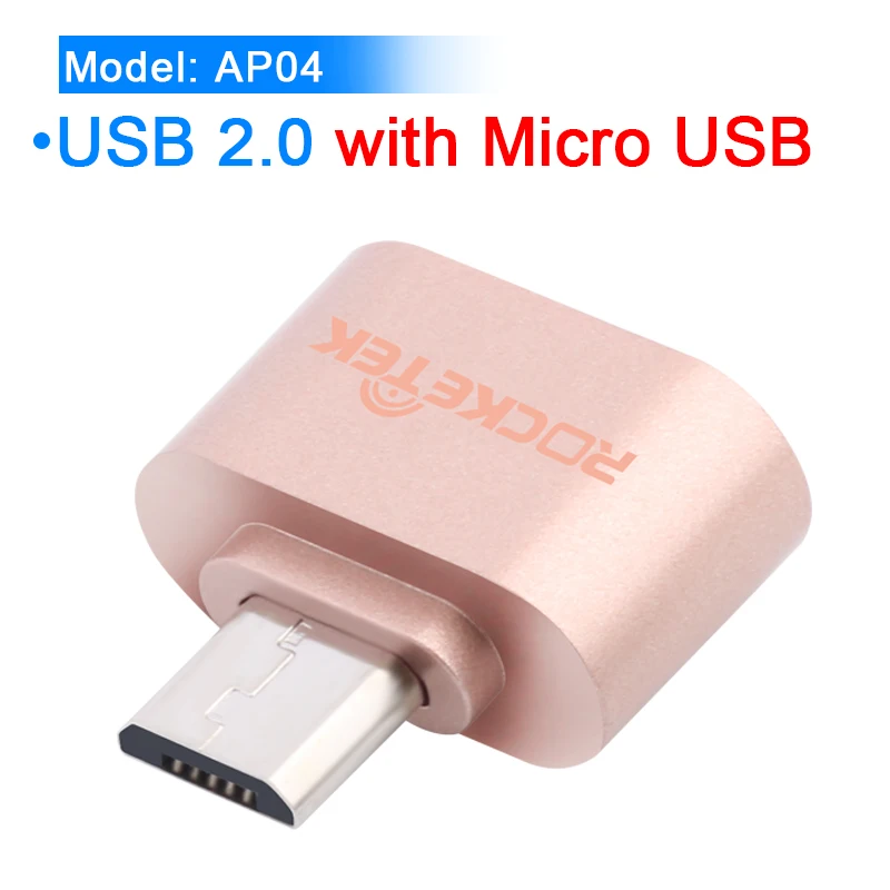 Rose gold USB 2.0 Rocketek Высокое качество микро USB OTG адаптер Аксессуары Мужской конвертер для samsung Xiaomi LG huawei Android мобильный сотовый телефон - Цвет: Rose gold USB 2.0