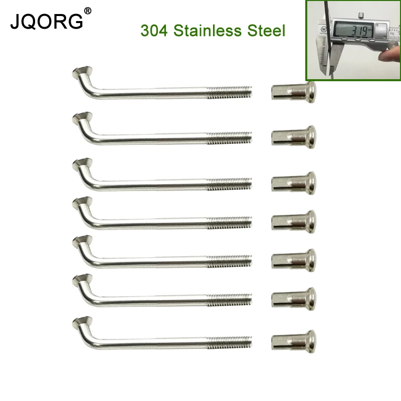 

JQORG Spokes 10G Diameter 3.2mm 304 Stainless Steel Material Electric Motorcycle Wheel Spokes And Nipples Length 30 mm - 60 mm