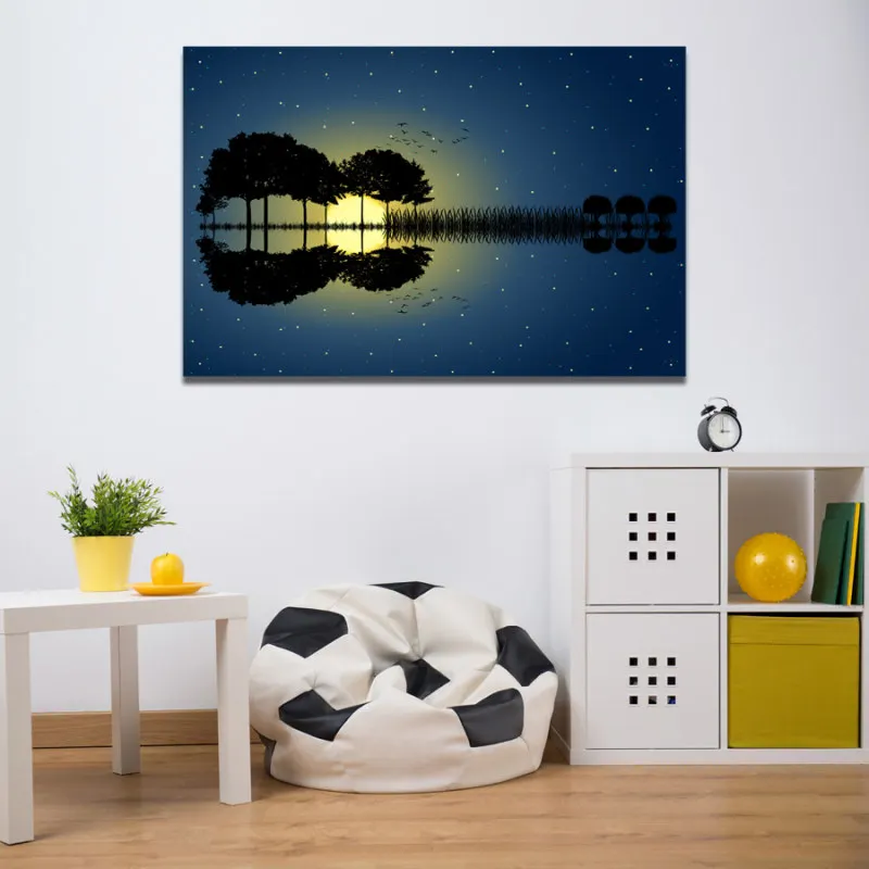 5 Pieces HD Guitar Music Blue Sky Poster 4 Panels Prints Wall Art 3 Canvas Painting Framed Artwork For Living Room | Дом и сад