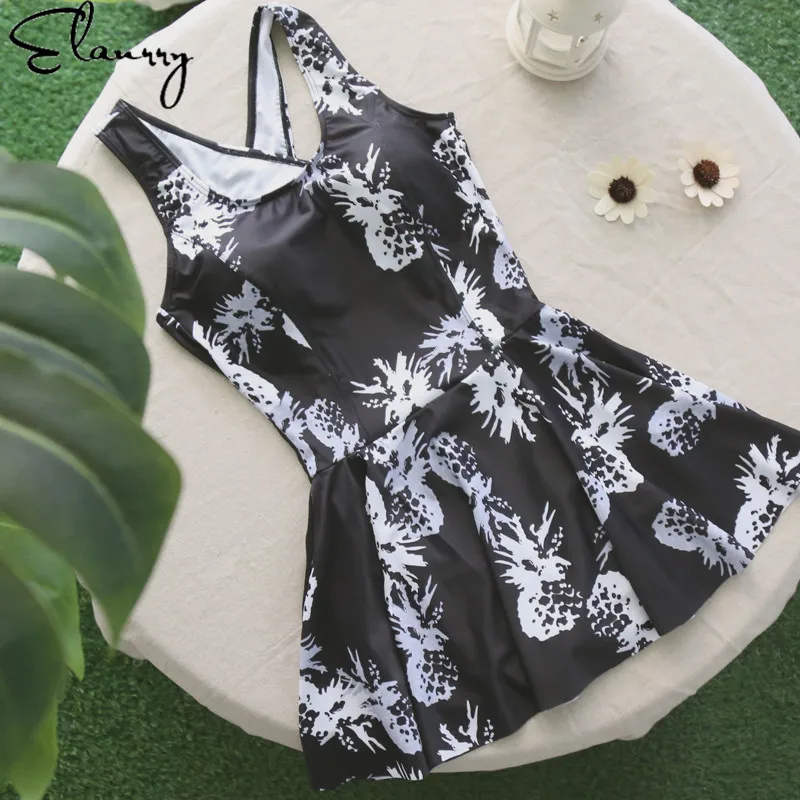 2018 Для женщин Одна деталь Купальник юбки пикантные крест печати Монокини Push Up