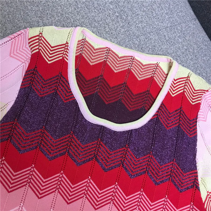 Женское дизайнерское трикотажное платье повседневное ажурное Контрастное в