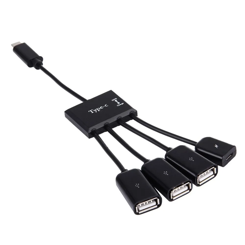 

USB 2,0 OTG концентратор с адаптером Micro USB, концентратор 4 в 1 с разъемом типа с на 3 порта