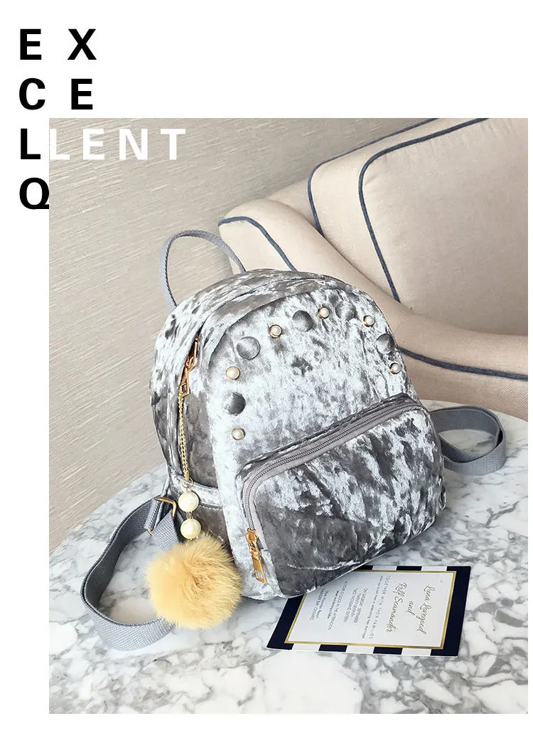 Бархатный женский мини-рюкзак для девочек-подростков Mochila Escolar, женский рюкзак, Студенческая маленькая сумка для книг, школьный рюкзак TAL1267