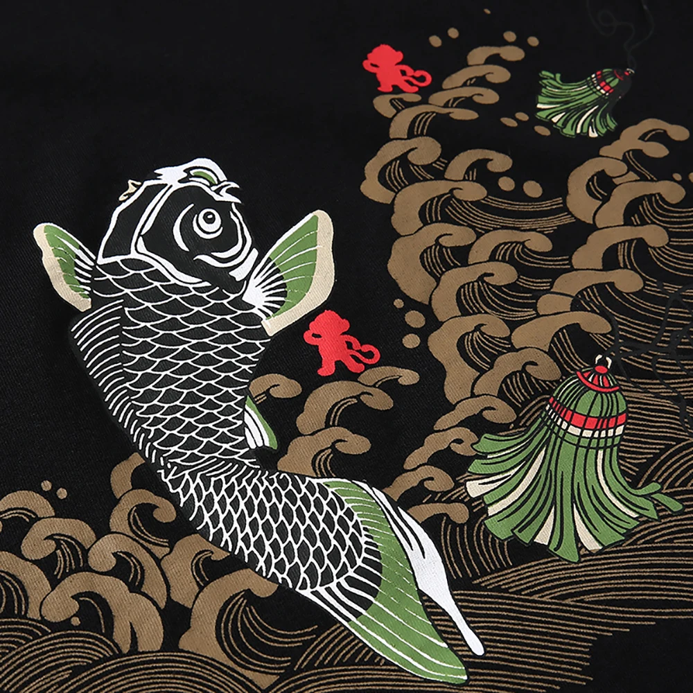 Женская футболка с принтом WuKong koi fish Повседневная Свободная коротким рукавом в