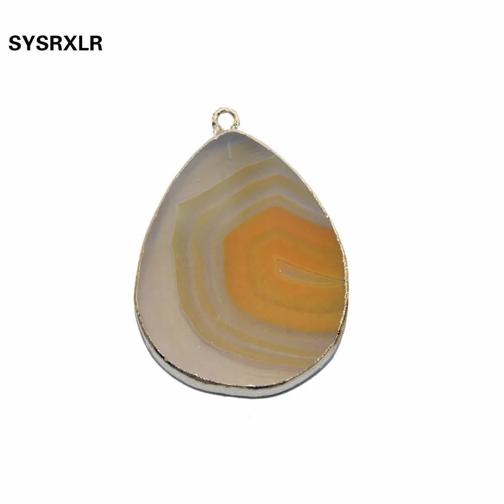 Wholesale 1 Pcs Irregular Natural Agates Golden-Plated Yellow Color Stone Pendant DIY Fit Necklace Earring Or Jewelry Making | Украшения и