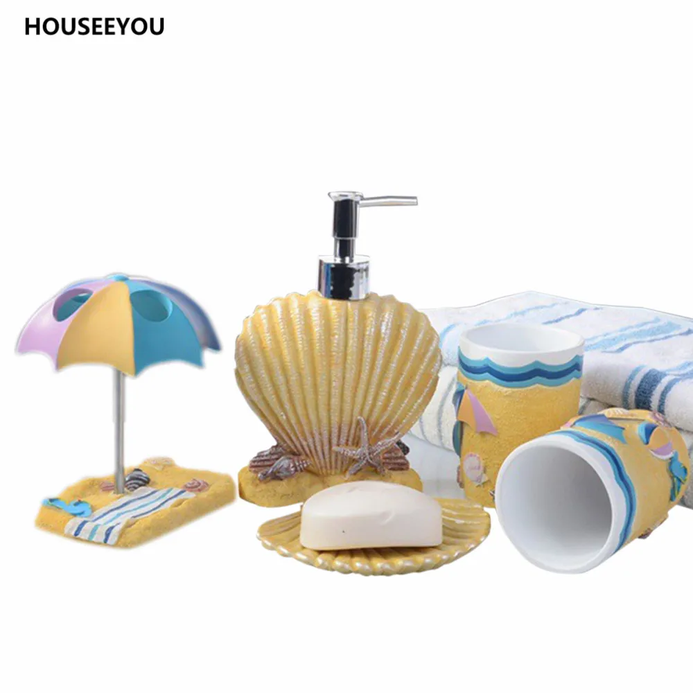 5 шт./компл. набор аксессуаров для ванной комнаты детский в виде раковины моря и