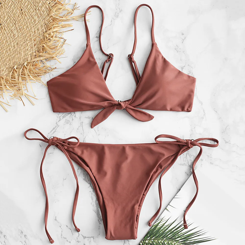 ZAFUL Комплект бикини с завязками на бретелях Тонкий бретельки Женский купальник