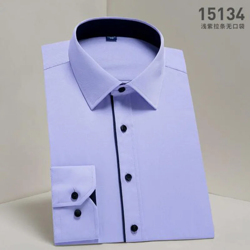 Весенне-осенние мужские однобортные рубашки с длинным рукавом Camisa однотонные из