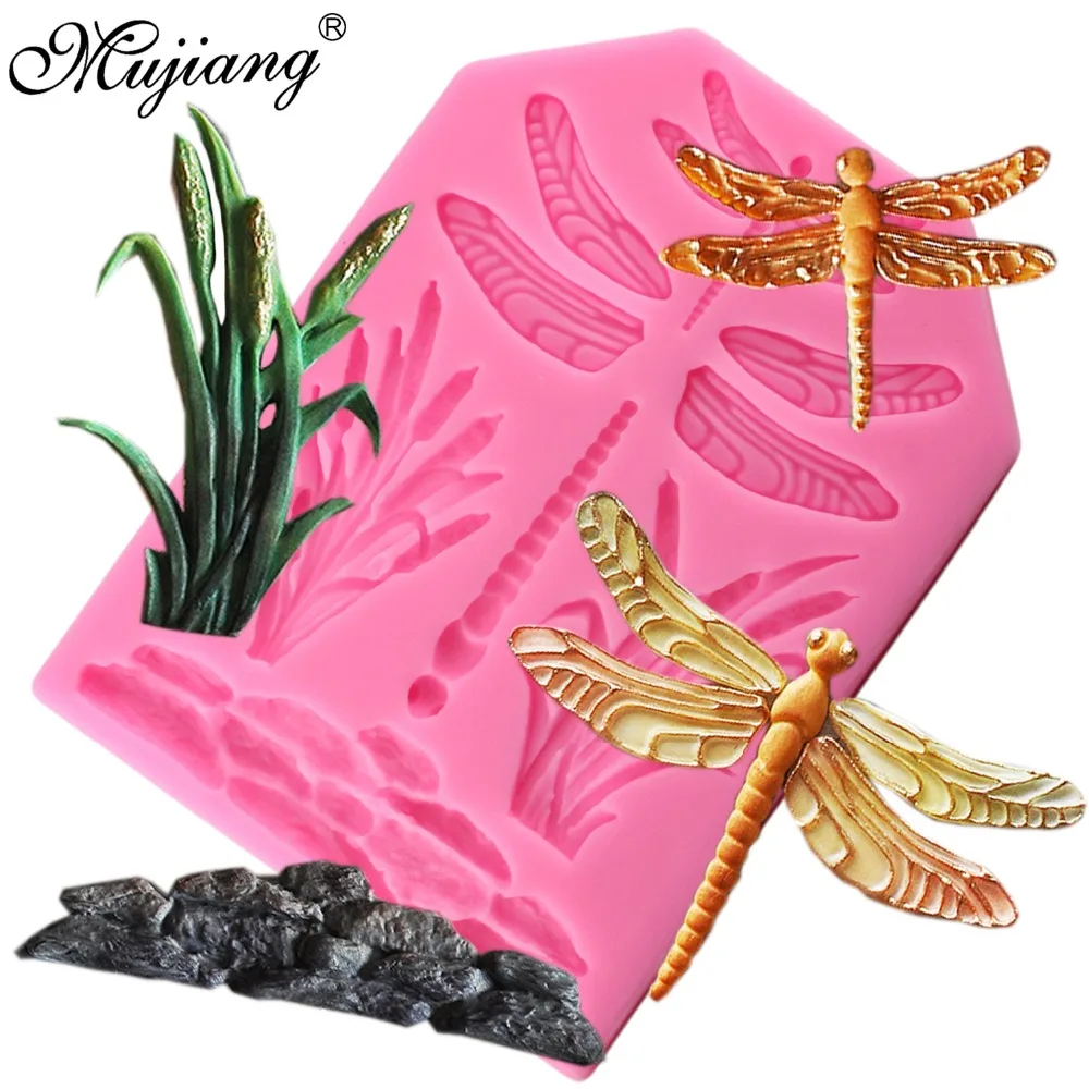 Стрекоза трава украшение для торта силиконовая форма кексов|Формы тортов| |