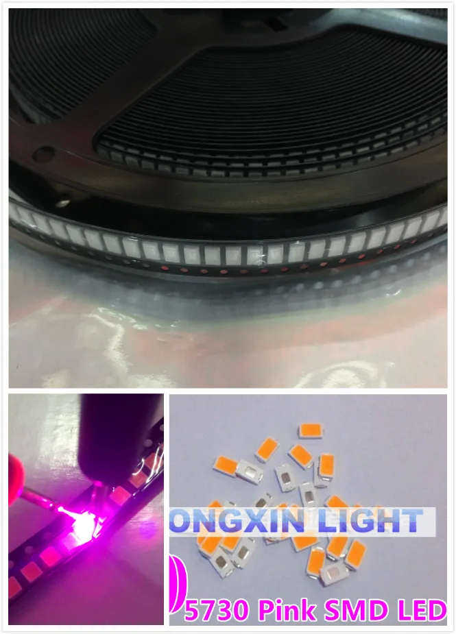 100 шт. 5630/5730 SMD/SMT розовые диоды для поверхностного монтажа SMD SMT 5730 светодиодный чип