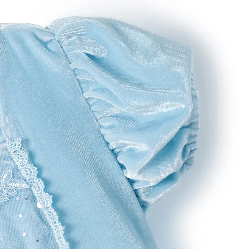 Girls Cendrillon Dress up Cosplay Costumes Kids Puff Sleeve Embroidery Blue Clothes Child Christmas Birthday Princess Dresses | Детская