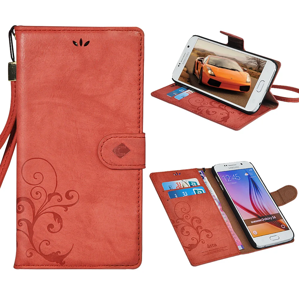 Retro Flower Pattern Capa Phone Cases For Samsung Galaxy 2017 NOTE4 NOTE5.S5.S6. S6 EDGE Flip Book Leather Card Wallet Stand | Мобильные