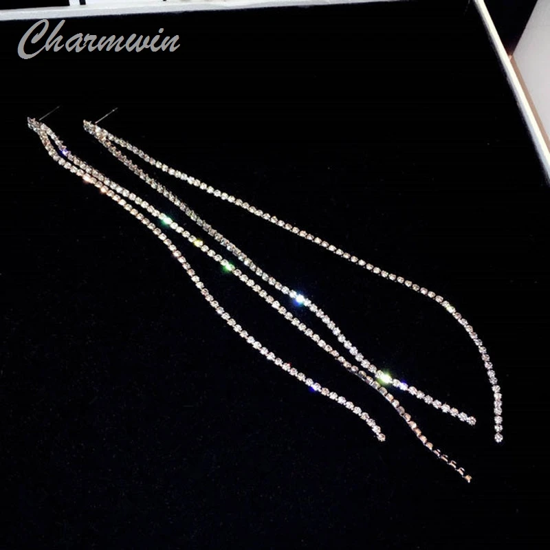 Charmwin новые модные длинные серьги для женщин увеличенный золотой и серебряный
