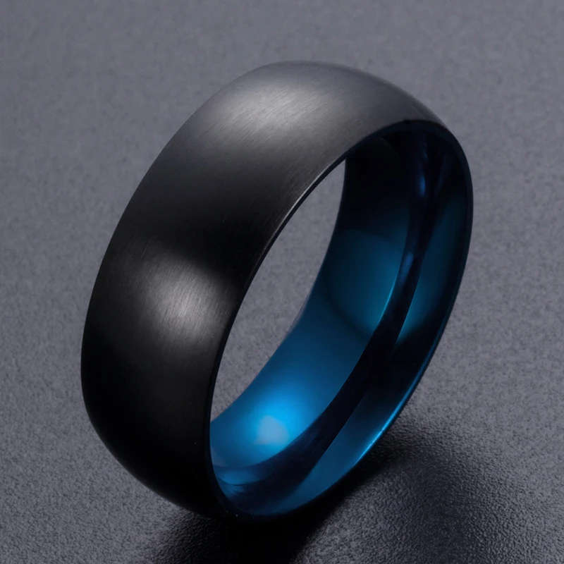 

ADOMANER Stainless Steel Men Ring Comfort Fit Wedding Band Women Black Rose Gold Frosted effect Rings Gift Jewelry wholesale
