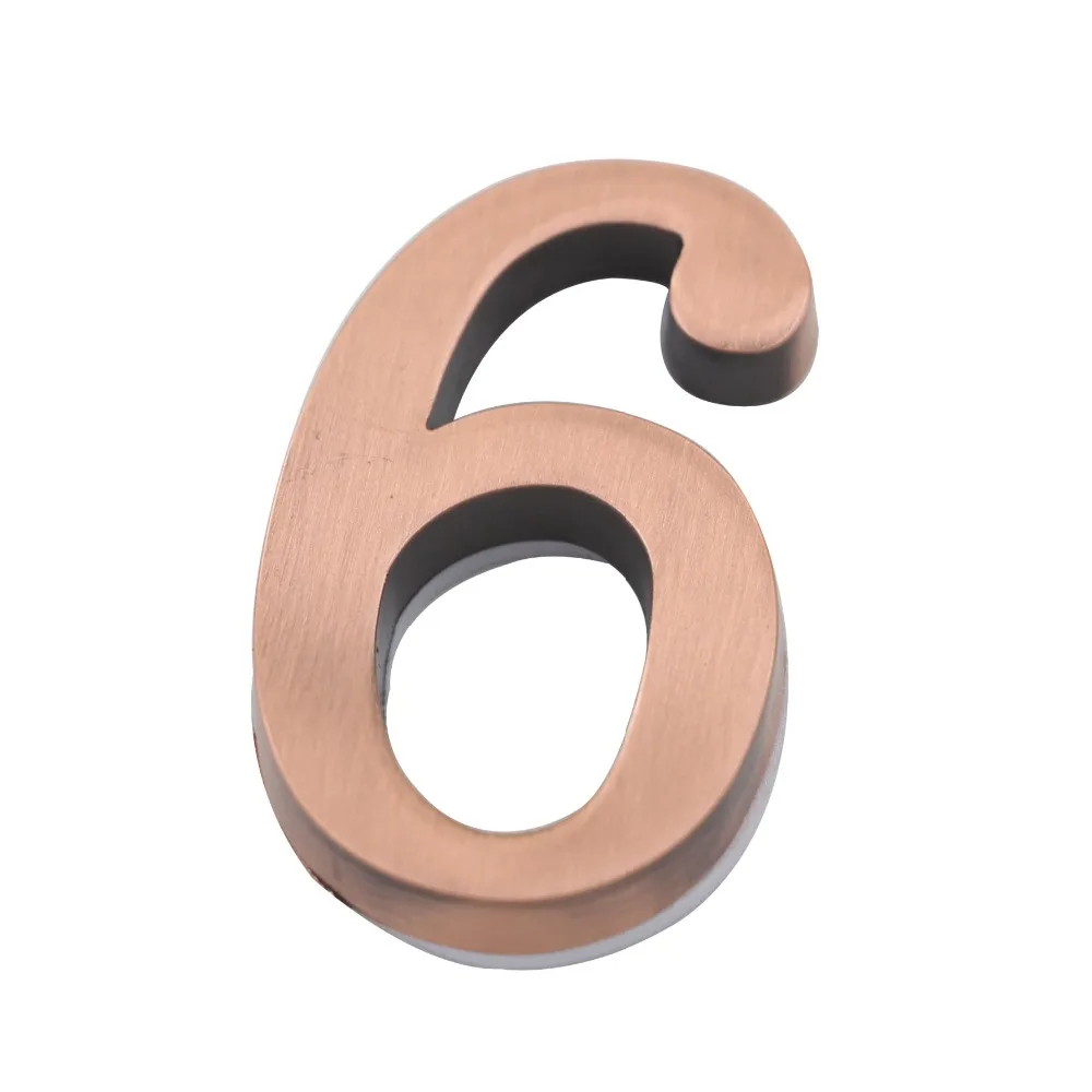 Цифровая дверная пластина 6 # красная медная наклейка 1 шт. 50 мм x 30 самоклеящаяся