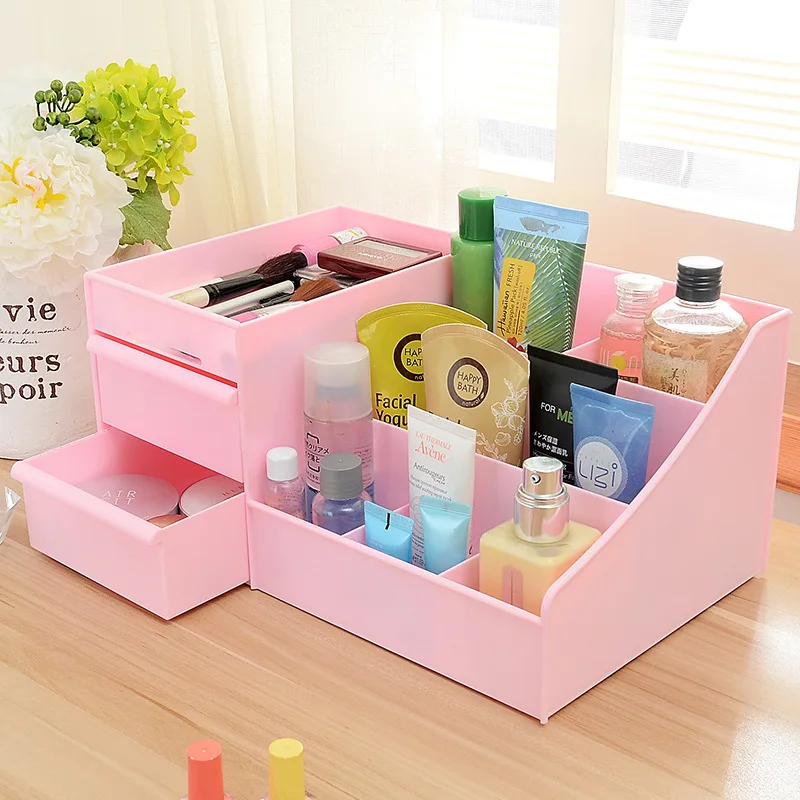 

Plastic Jewelry Cosmetic Container Office Multipurpose Desktop Organizer With Drawer Jewelry Storage Boxes Cosmetic Organizer