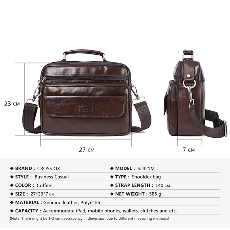 CROSS OX Новинка мужские Пояса из натуральной кожи клапаном сумка Винтаж Бизнес Satchels