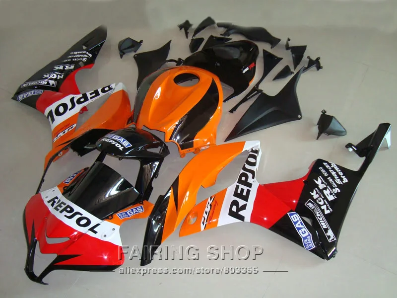 Высококачественный комплект обтекателей для Honda CBR600RR 2007 08 (оранжево красная