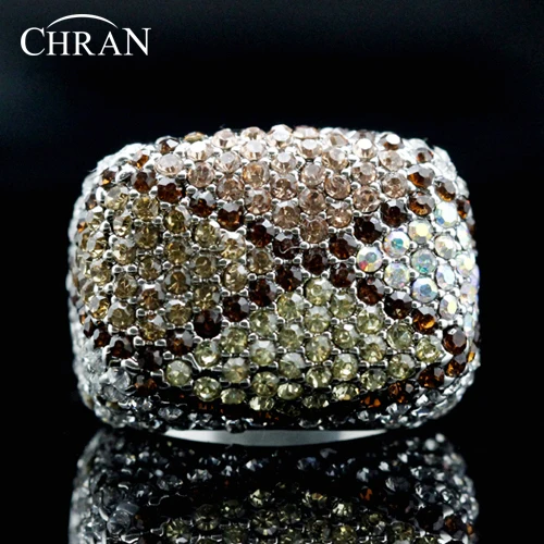 

Chran Luxury Gold Color Costume Finger Jewelry Elegant Party Gifts Fashion Square Crystal Engagement Wedding Rings For Women