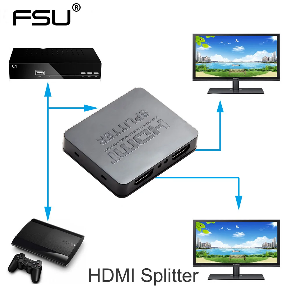 HDCP 4K HDMI сплит тер Full HD 1080p видео переключатель 1x2 1 вход 2 выхода усилитель двойной