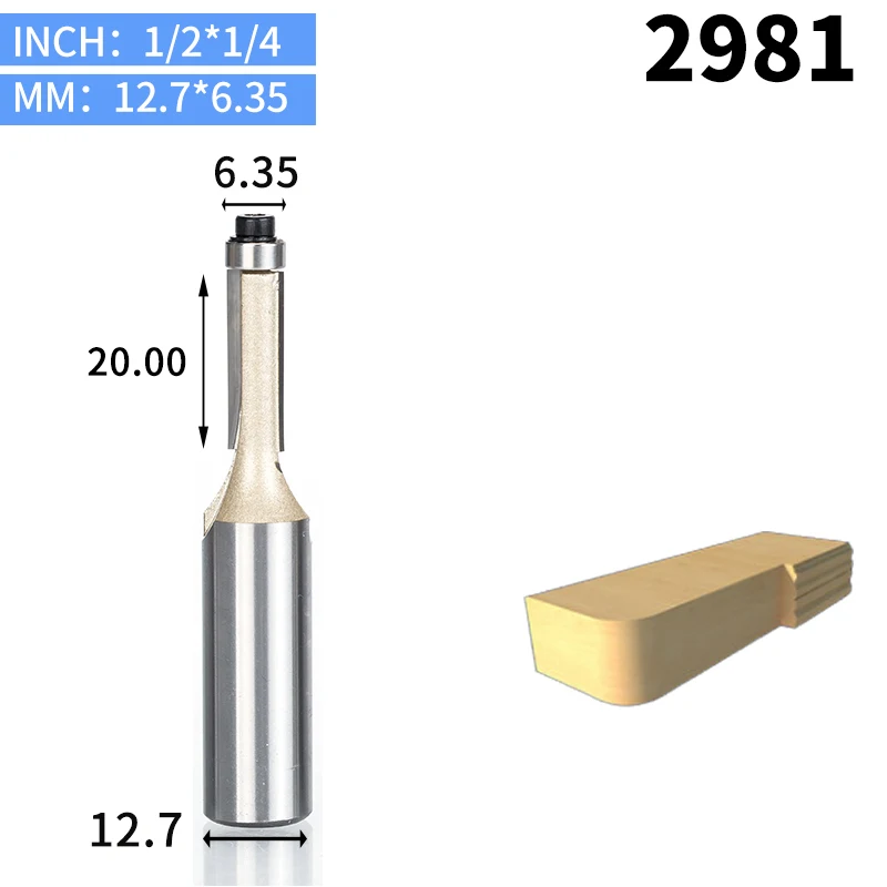 2981 HUHAO 1 шт. 1/" 1/2" хвостовик заподлицо фрезы для обрезки древесины с подшипником деревообрабатывающий инструмент Концевая фреза - Длина режущей кромки: 2981