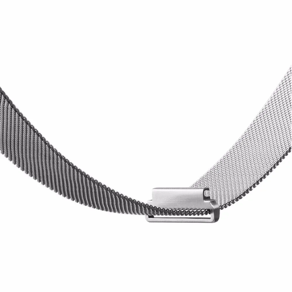 

CARLYWET Mesh Milanese Stainless Steel Replacement Watch Belt Strap Bracelet Magnetic Closure With Case Frame For Fitbit Watch