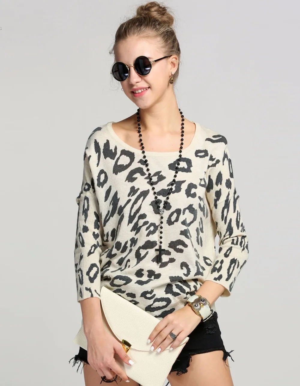 New Высокого Качества Женщины Свитера Мода Длинным Рукавом Печати О-Образным