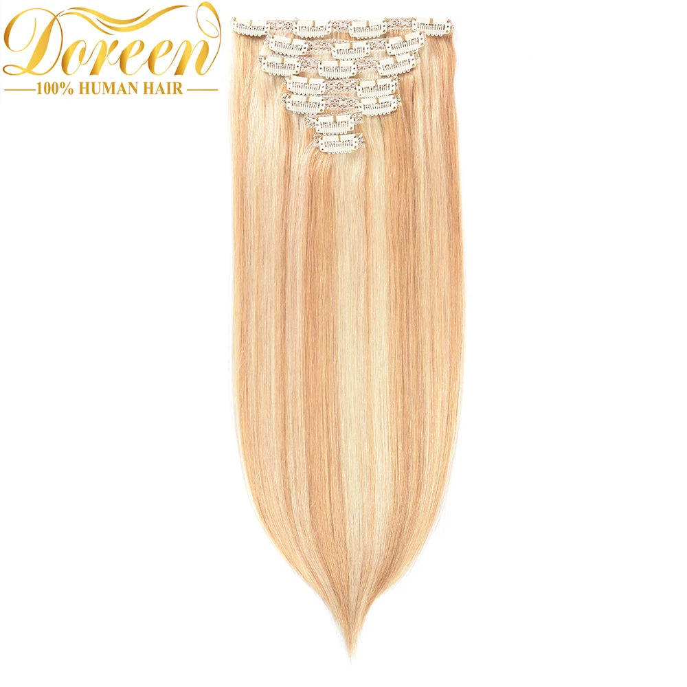 Doreen 1"-24" набор волос для наращивания на всю голову смешанных фортепианных цветов на заколках, европейские волосы Remy на заколках, человеческие волосы