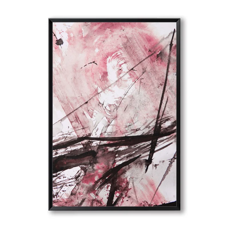 Абстрактная картина А4 брызги желтых серых и розовых чернил Художественная