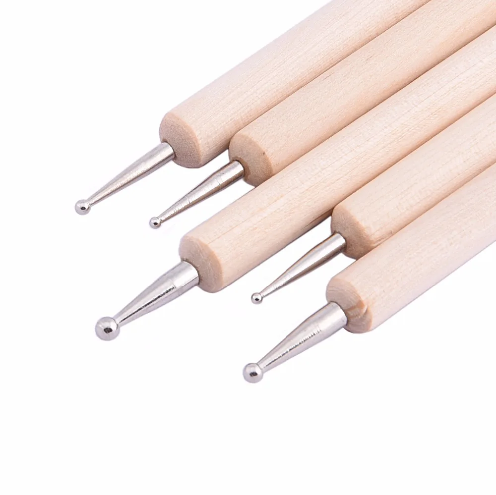 ROSALIND 5PCS/Set 2 Way Nail Tools Dotting Art Wooden Pen Marbleizing Manicure Tool | Красота и здоровье