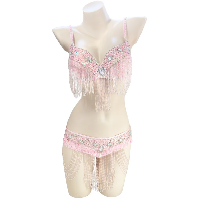 Костюм для танца живота со стразами комплект из 2 предметов бюстгальтер и пояс 32