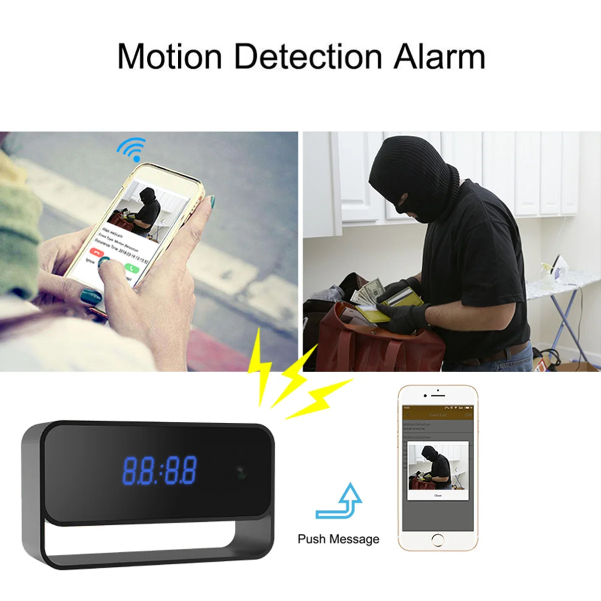 Широкий формат Wi Fi цифровые настольные часы Камера 1080 P HD IP видеокамеры P2P DVR