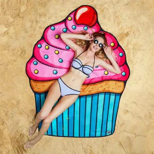 ice cream Пляжный гобелен из полиэфира 150x150 см, коврик для пикника с фруктовым принтом гамбургера, пляжное одеяло для походов, путешествий, кемпинга - Цвет: ice cream