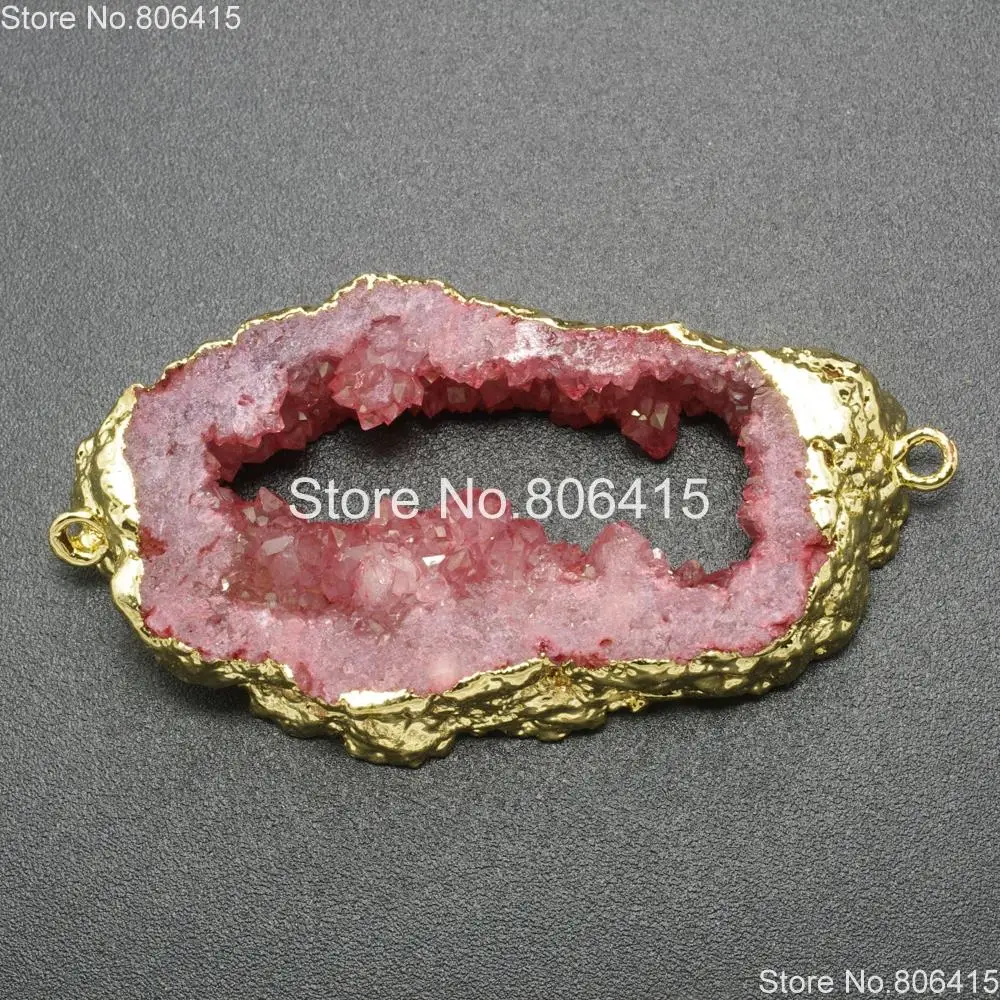 Натуральный Вишневый Druzy Кварц Aga te Geode драгоценные камни Самородок браслет
