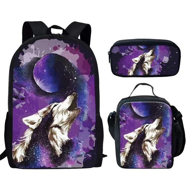 HX616CGK INSTANTARTS 3D Волк рюкзак для молодых девочек и мальчиков Mochila студенческий школьный крутой животный узор мужской набор Рюкзак Детские сумки для книг - Цвет: HX616CGK