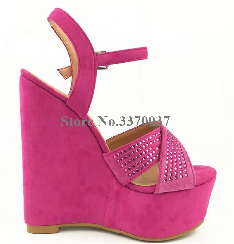 Summer Women Sexy Open Toe Suede Leather High Platform Wedge Sandals ...