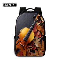 zrentao 3d violin printing laptop backpack unisex school backpacks teenager daily bookbags primary students mochila men rucksack