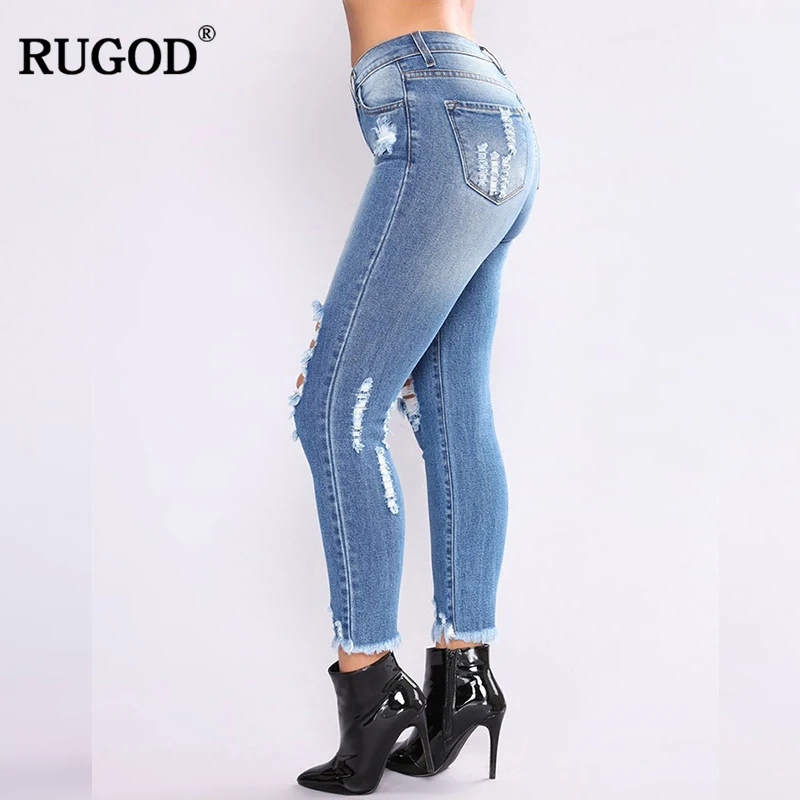 RUGOD 2018 Новое поступление Повседневное Для женщин отверстие джинсы сезон: