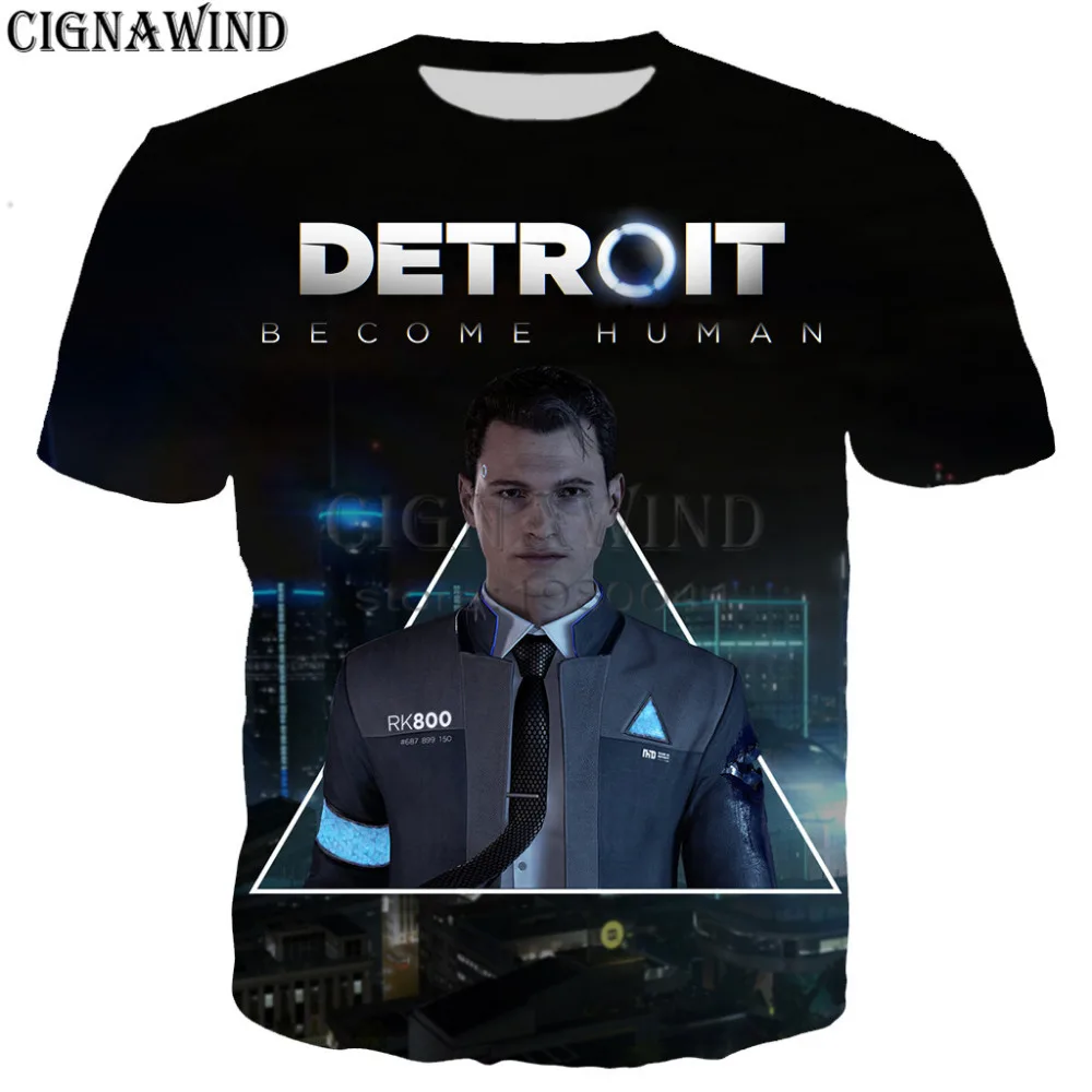 Harajuku хит игры Детройт стать человеком футболки для мужчин и женщин RK800 печатные 3d
