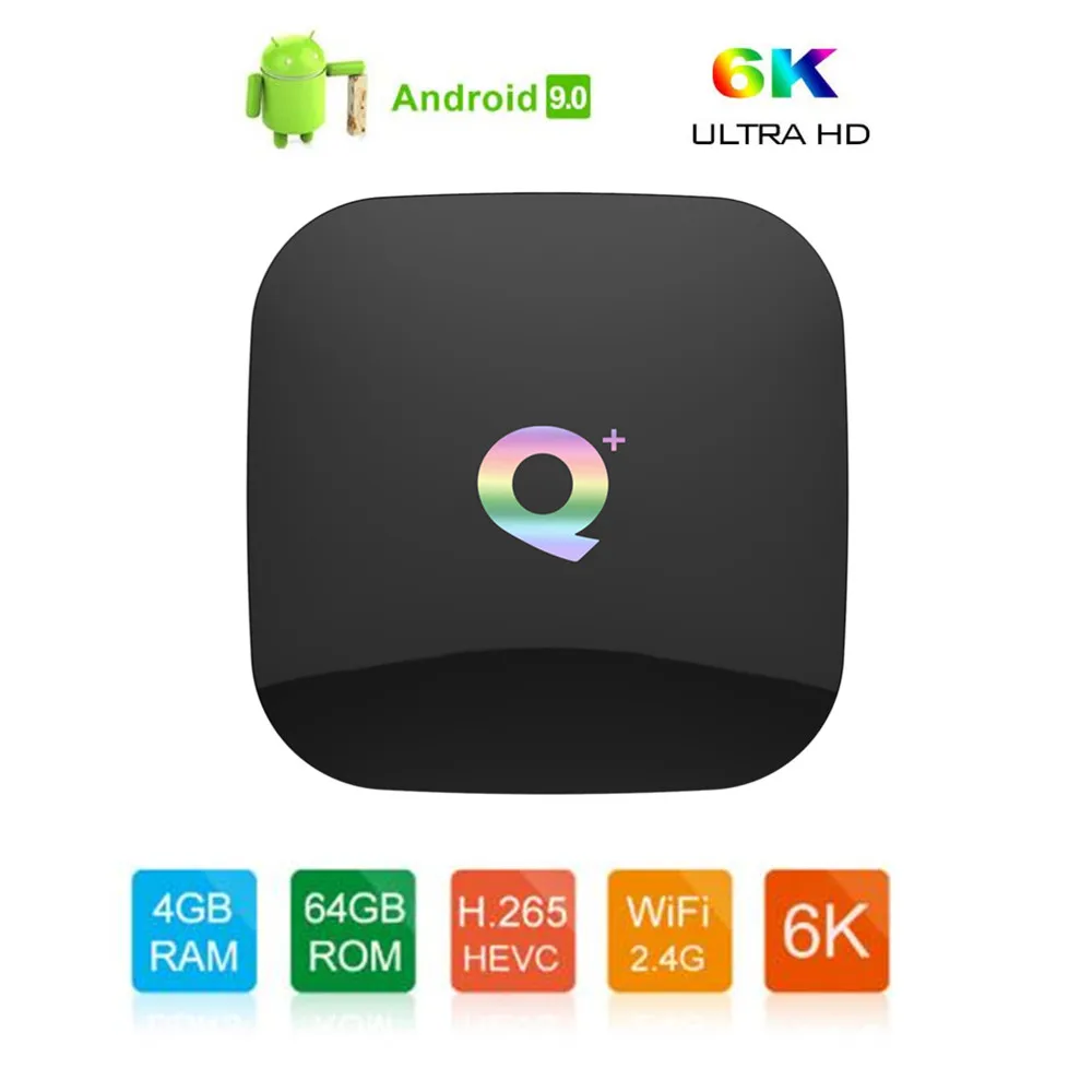 Приставка Смарт ТВ Q Plus 4 + 32/64 ГБ ядра USB 9 0 2 ГГц Wi Fi|ТВ-приставки и медиаплееры| |