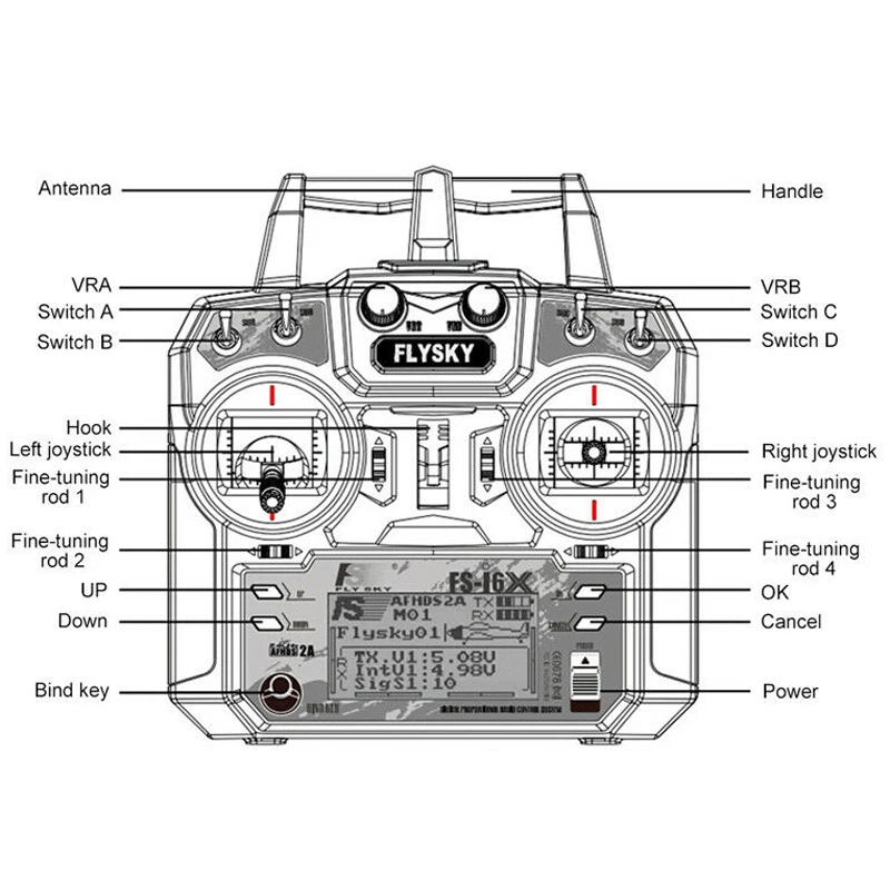 Оригинальный Flysky FS-i6X 10CH 2 4 ГГц AFHDS 2A Радиоуправляемый передатчик с Φ ресивер для FPV