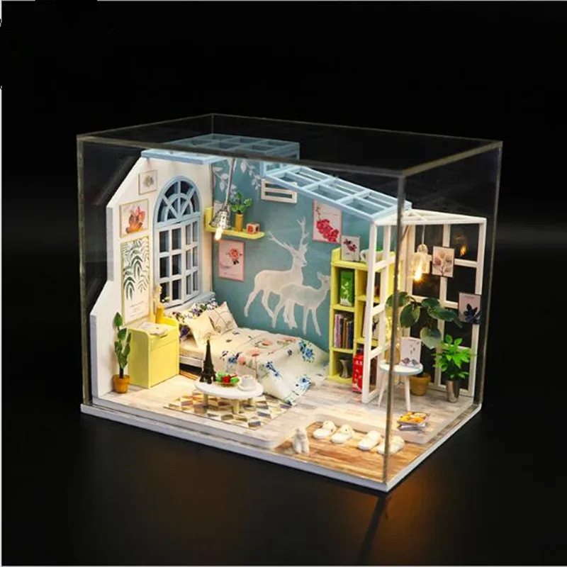 

Hongda Doll House DIY Miniature Dollhouse Model Wooden Toy Furnitures Casa De Boneca Dolls Houses Birthday Gift s922