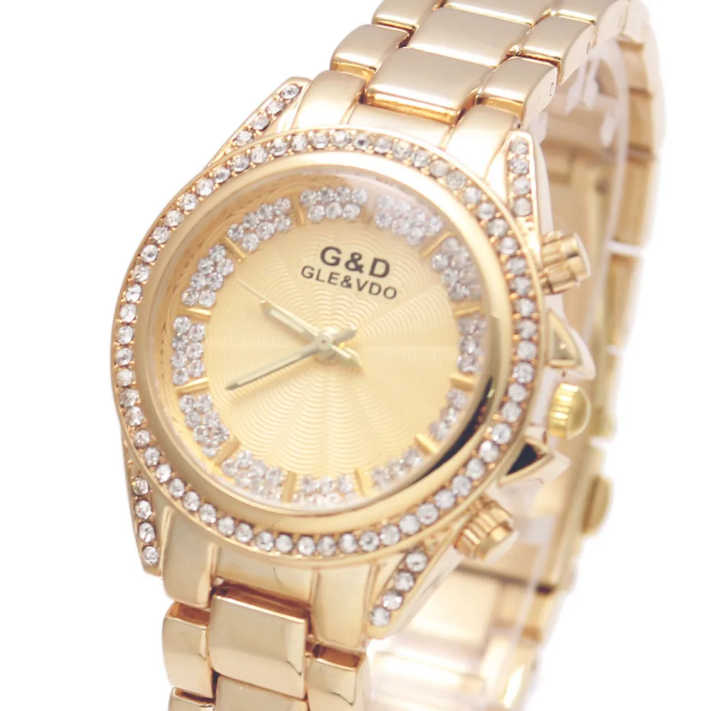 

2017 Luxury Brand G&D Women Watches Quartz Wristwatches Lady's Dress Watches Stainless Steel Bracelet Clasp Relojes Mujer Gifts
