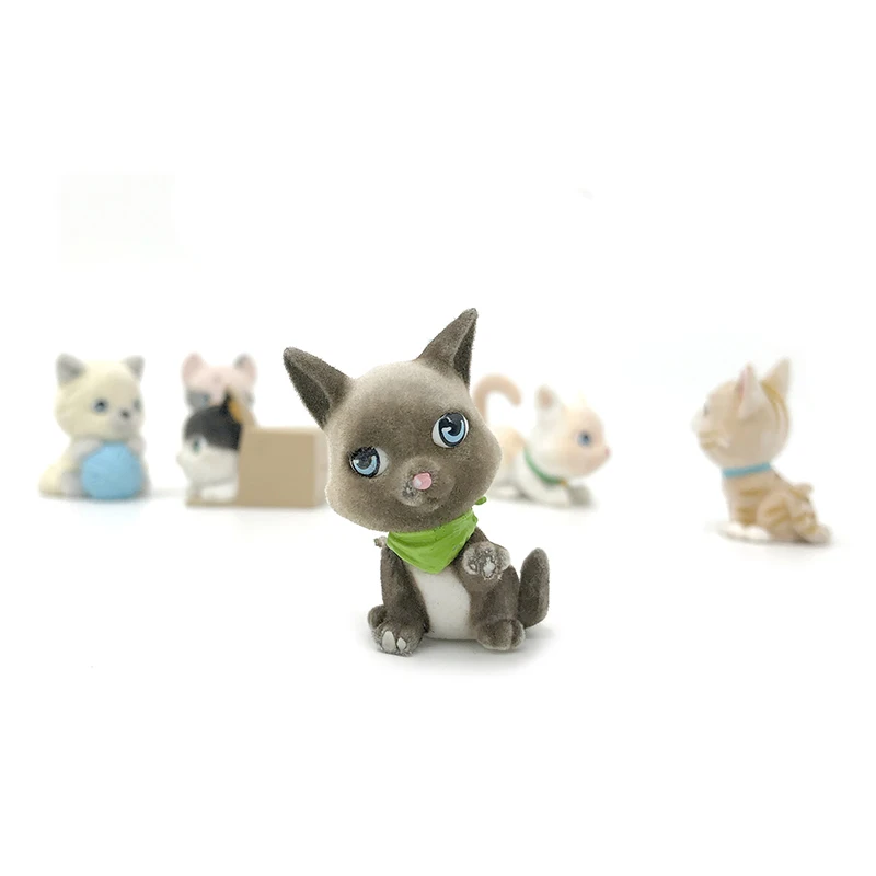 10 шт. милые флокированные игрушки Куклы Kawaii Мини кошки украшение для девочек